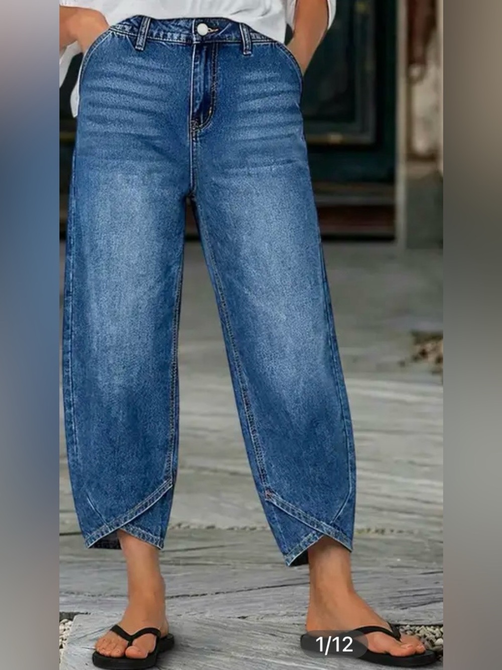 Flamingals Wash Tulip Hem High Rise Straight Leg Crop Jeans